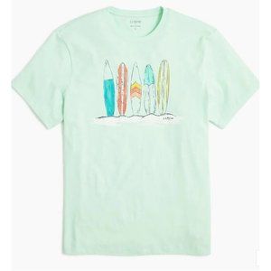 J Crew Factory Surfboard Sand Graphic Tee T Shirt Icy Mint Size XXL